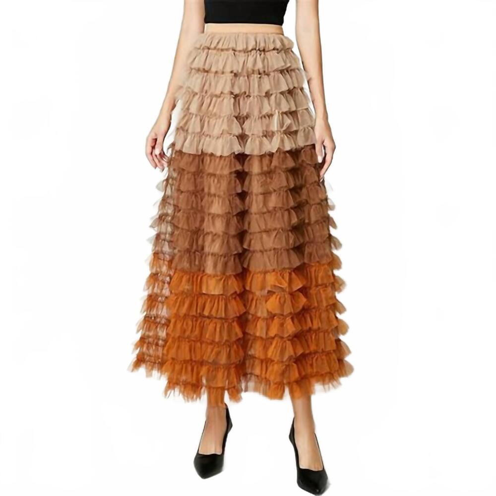 NEW N BY NANCY ruffle net maxi skirt in coffee - Picture 1 of 3